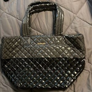 MZ Wallace Gray / Black Patent Leather Tote Bag
